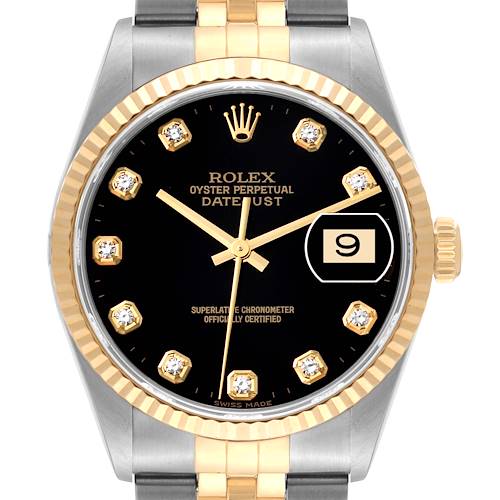 Photo of Rolex Datejust 36 Steel Yellow Gold Black Diamond Dial Mens Watch 16233