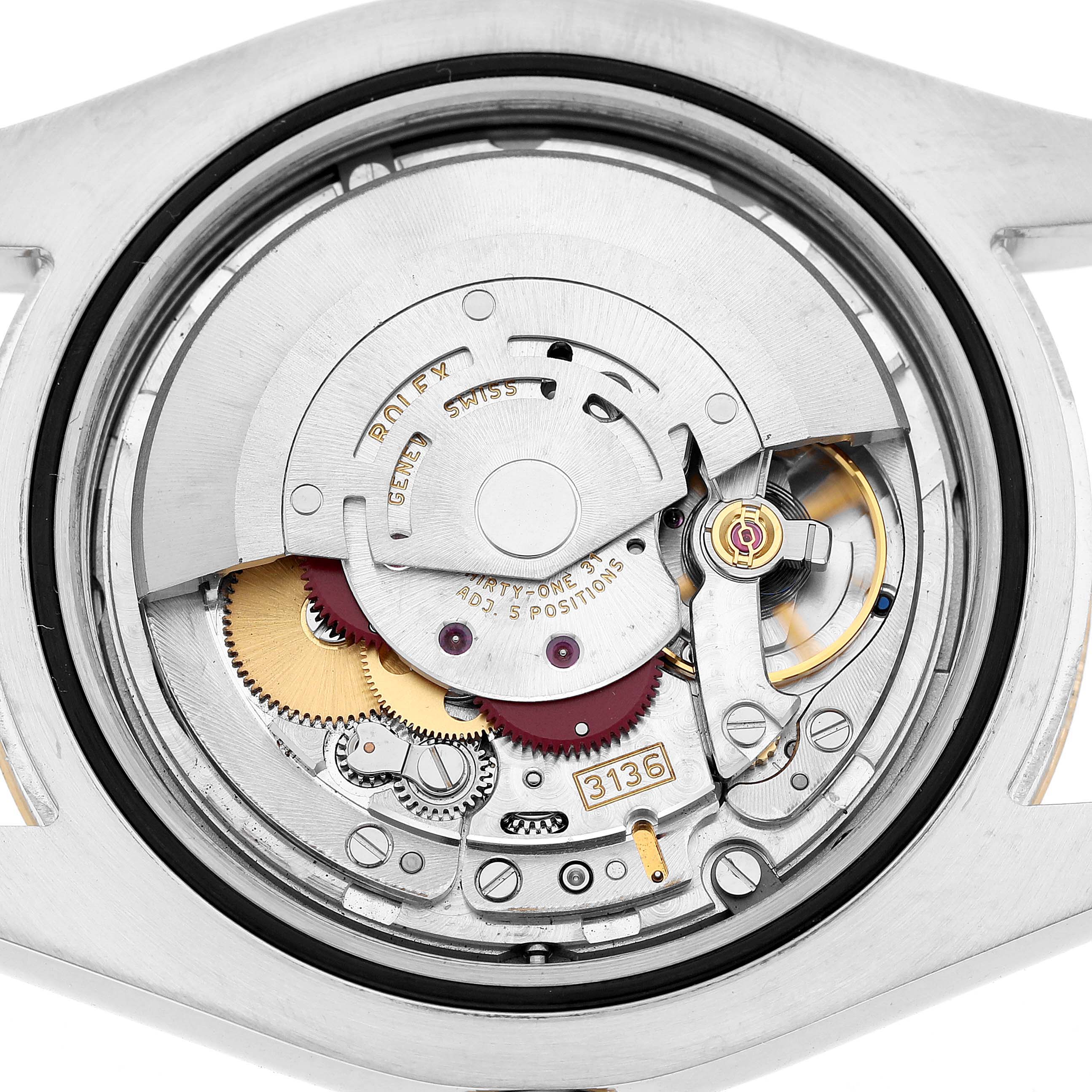 This image shows the movement of a Rolex Datejust 41 116333 Men's Steel and Gold (two tone) Champagne Dial, highlighting the internal gears and mechanisms.