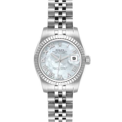 Photo of Rolex Datejust Steel White Gold Mother of Pearl Dial Ladies Watch 179174 Box Card