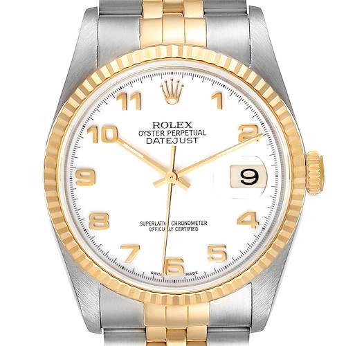 Photo of NOT FOR SALE Rolex Datejust Steel Yellow Gold White Arabic Dial Mens Watch 16233 PARTIAL PAYMENT