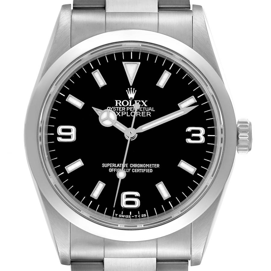 Rolex Explorer I Black Dial Steel Mens Watch 14270 Box Papers SwissWatchExpo