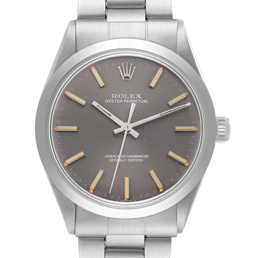 Rolex Oyster Perpetual Ghost Dial Vintage Steel Mens Watch 1002 Box Papers SwissWatchExpo