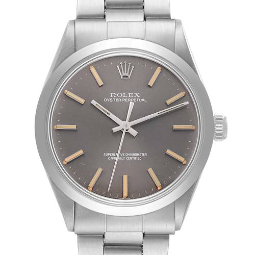 Photo of Rolex Oyster Perpetual Ghost Dial Vintage Steel Mens Watch 1002 Box Papers