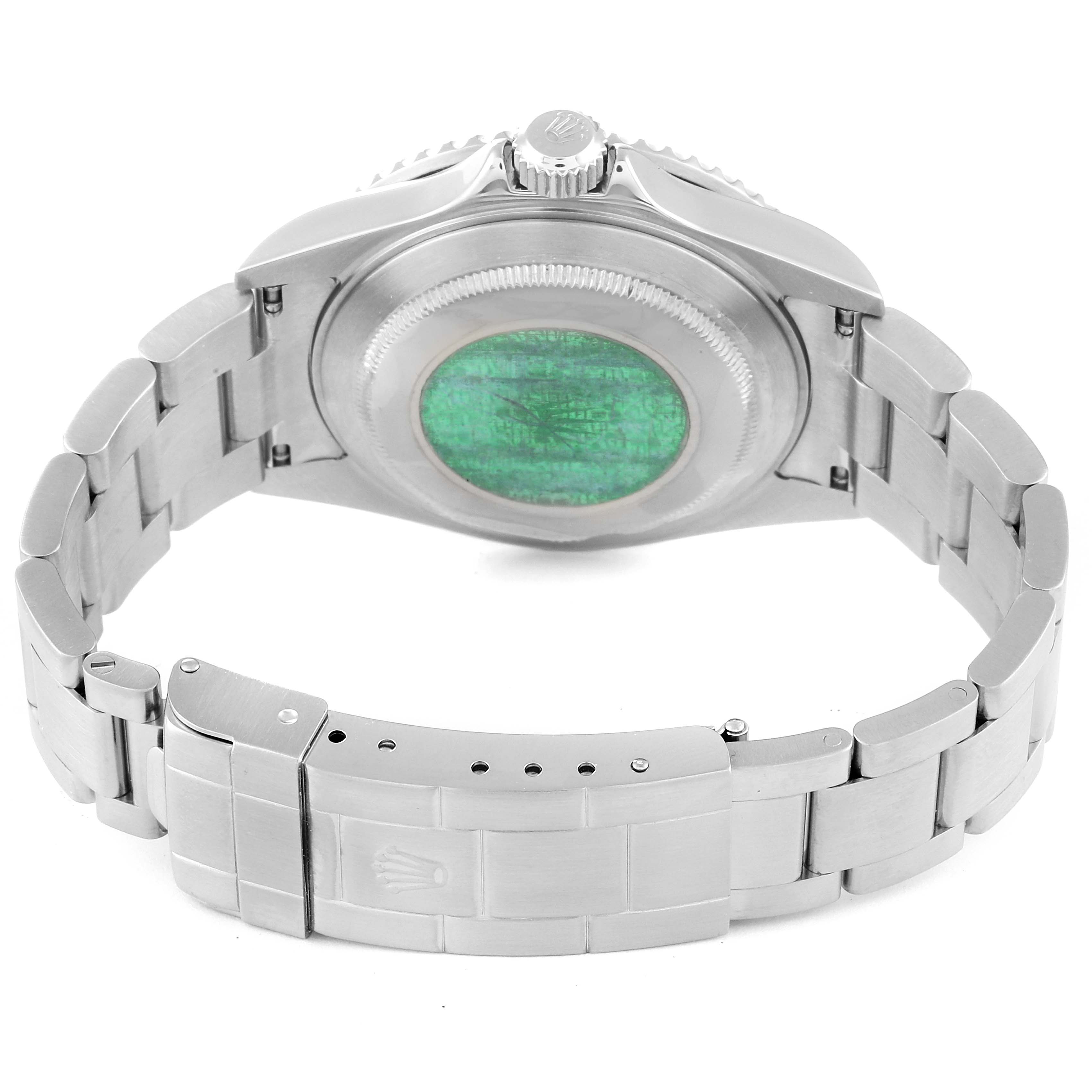 This image shows the back and clasp of a Rolex Submariner 16610LV Men
s Stainless Steel Black Dial 16610LV Men
s Stainless Steel Black Dial watch, highlighting the bracelet and case back.