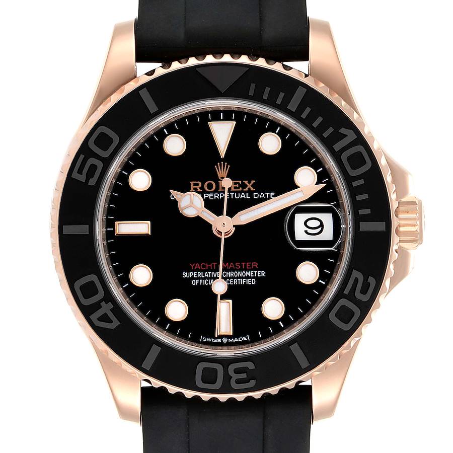 Rolex Yachtmaster 37 18K Rose Gold Oysterflex Watch 268655 Unworn SwissWatchExpo