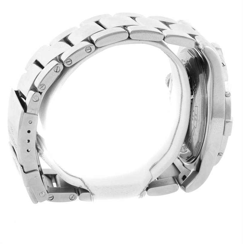 The image shows the Breitling Avenger A32390 Men's Stainless Steel Blue Dial A32390 Men's Stainless Steel Blue Dial watch from a side view, highlighting the metal bracelet and clasp.