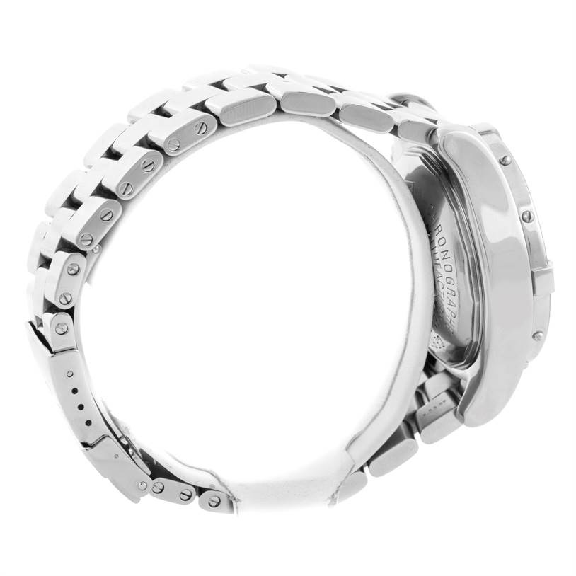 The image shows a side view of a Breitling Superocean A13340 Men's Stainless Steel Grey Dial A13340 Men's Stainless Steel Grey Dial watch, highlighting its metal bracelet and the back of the case.