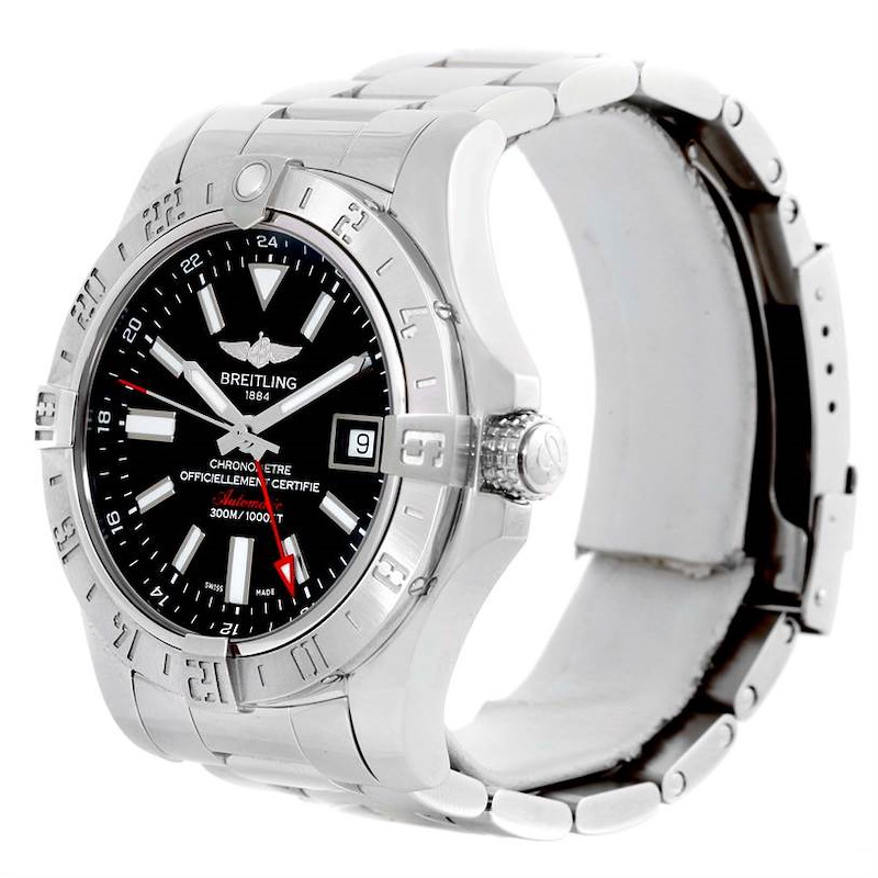 Breitling Aeromarine Avenger II GMT Steel Black Dial Watch A32390 SwissWatchExpo