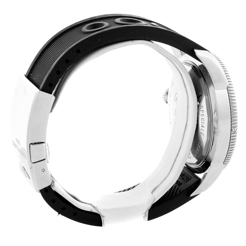 The image shows a side view of a Breitling Superocean A17320 Men's Stainless Steel Black Dial A17320 Men's Stainless Steel Black Dial watch focusing on the clasp, strap, and side of the watch case and bezel.