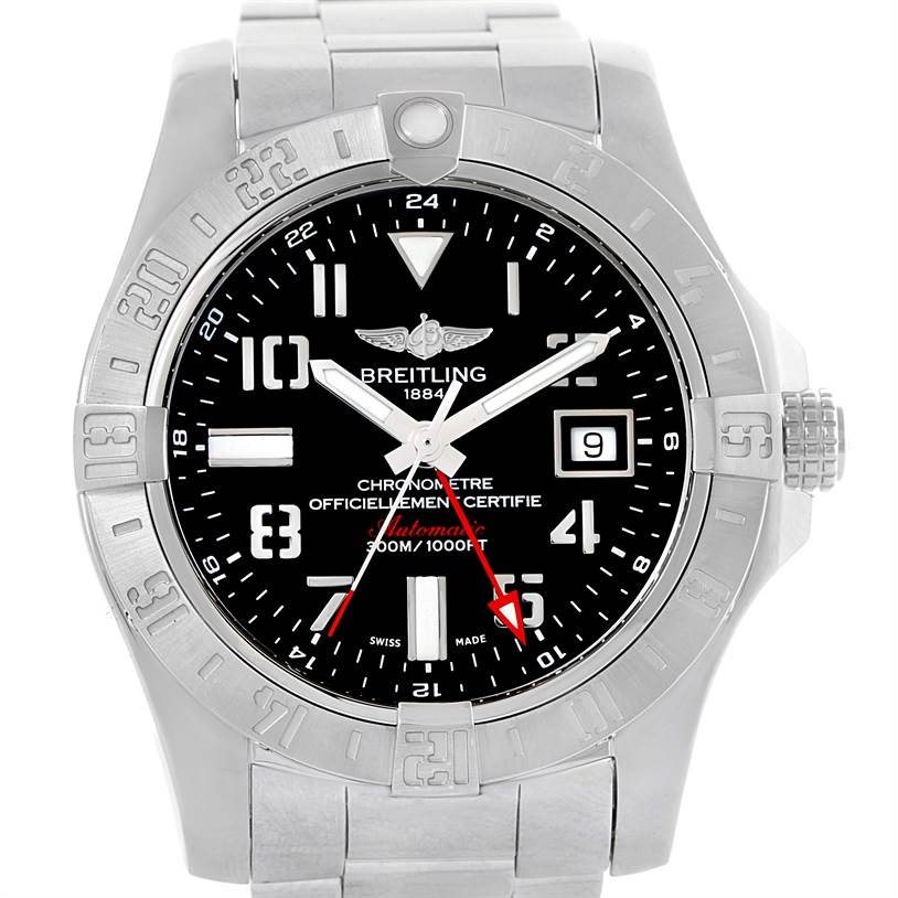Breitling Aeromarine Avenger II GMT Black Dial Watch A32390 Box Papers ...