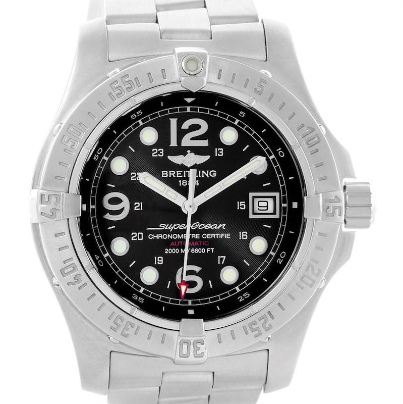 Breitling Aeromarine Superocean Steelfish Black Dial Watch A17390 SwissWatchExpo