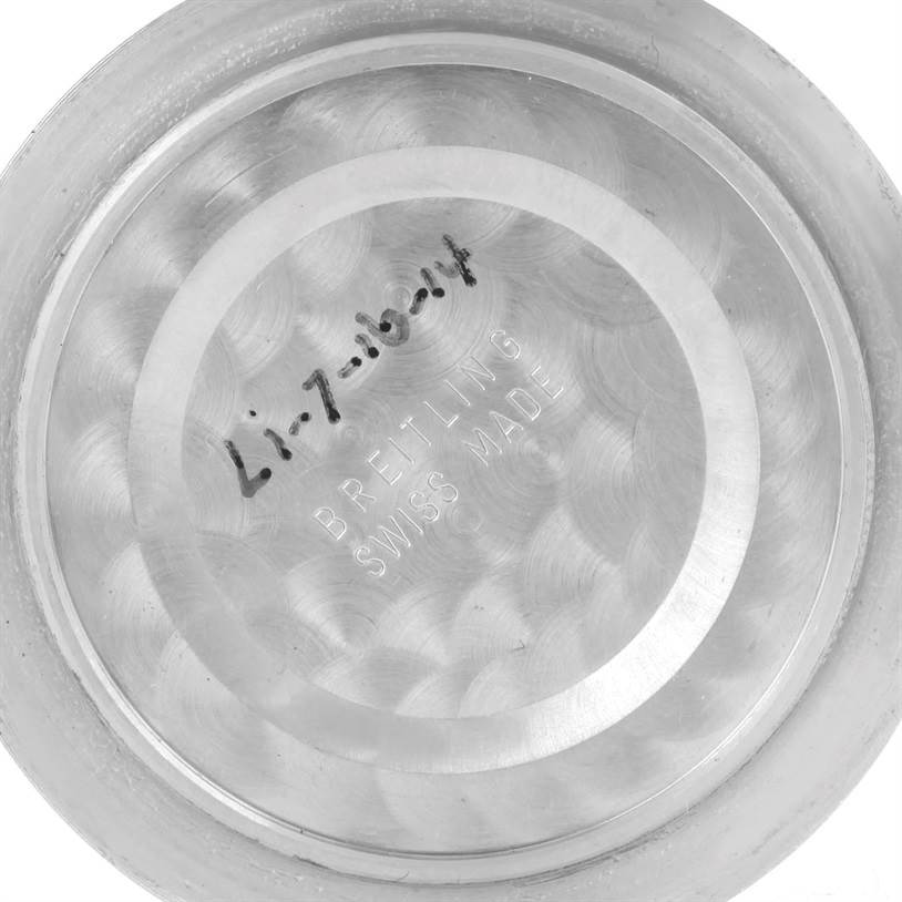 This image shows the inside of the case back of a Breitling Superocean A17390 Men's Stainless Steel Beige Dial A17390 Men's Stainless Steel Beige Dial watch, labeled "BREITLING SWISS MADE".