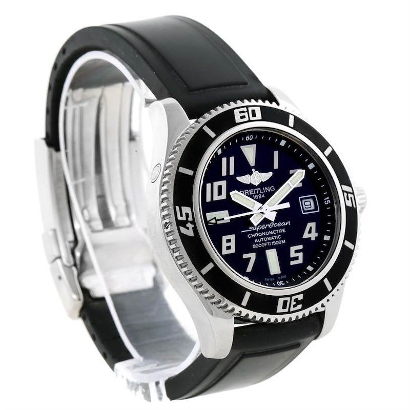 Breitling Superocean 42 Abyss Black Rubber Strap Watch A17364 SwissWatchExpo