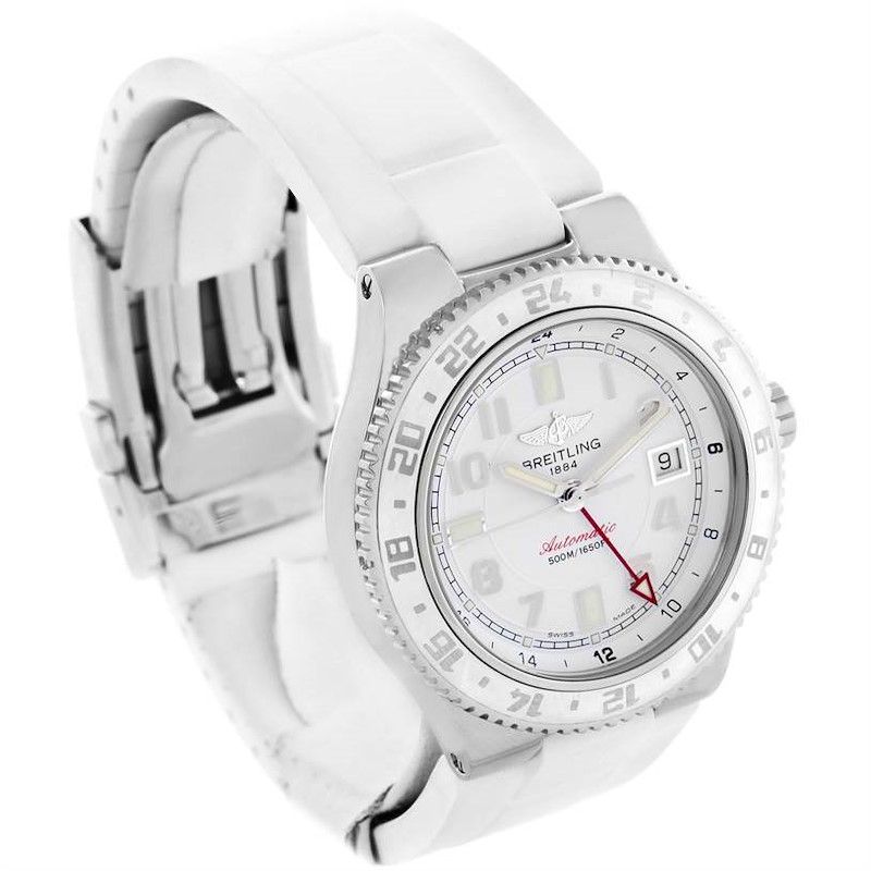 Breitling Superocean GMT White Dial Rubber Watch A32380A9-A737 Unworn SwissWatchExpo