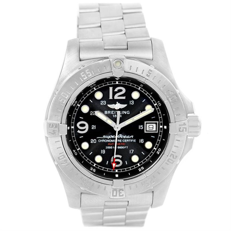 Breitling Aeromarine Superocean Steelfish Black Dial Watch A17390 ...