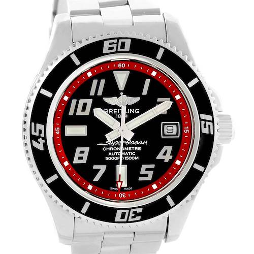 Photo of Breitling Superocean 42 Abyss Black Red Dial Steel Mens Watch A17364