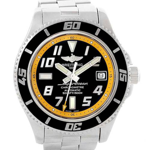 Photo of Breitling Superocean 42 Abyss Black Yellow Dial Mens Watch A17364