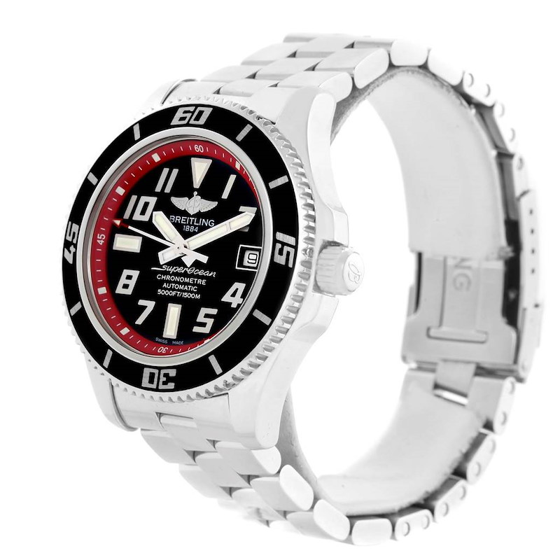 Breitling Superocean 42 Abyss Black Red Dial Watch A17364 Box Papers SwissWatchExpo