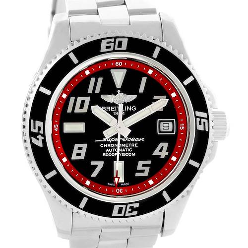 Photo of Breitling Superocean 42 Abyss Black Red Dial Watch A17364 Box Papers