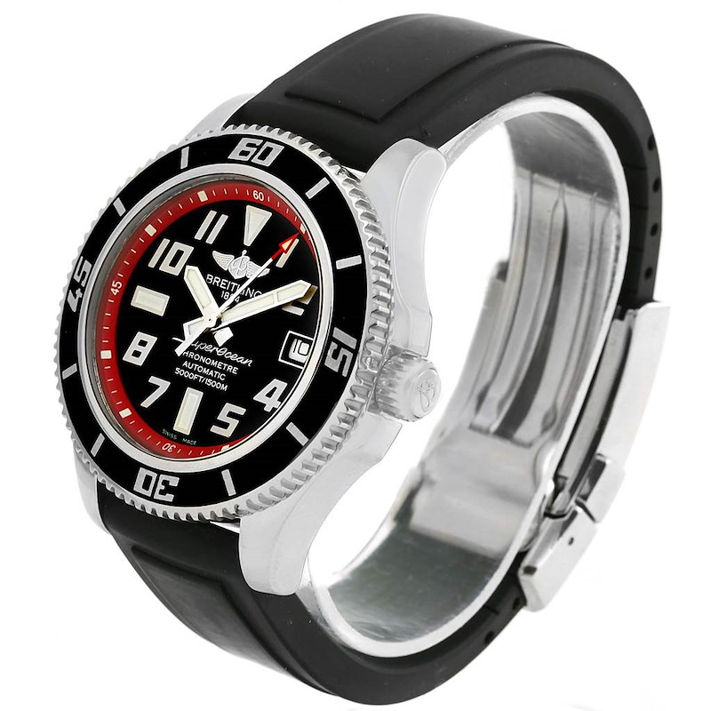 Breitling Superocean 42 Abyss Black Red Dial Rubber Strap Watch A17364 SwissWatchExpo