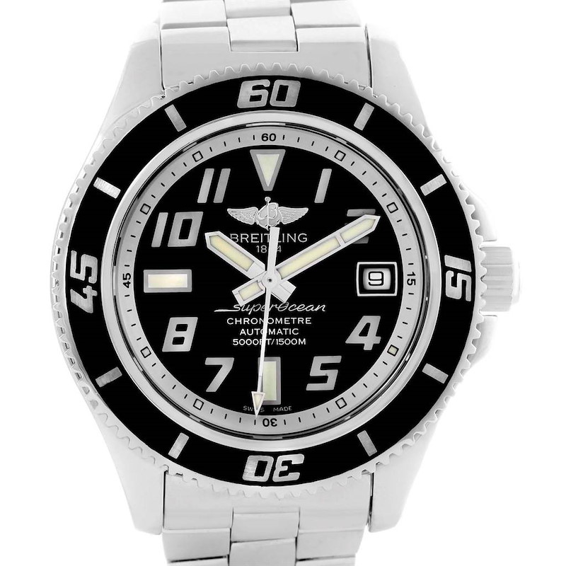 Breitling Superocean 42 Abyss Black Dial Mens Watch A17364 Box Papers SwissWatchExpo