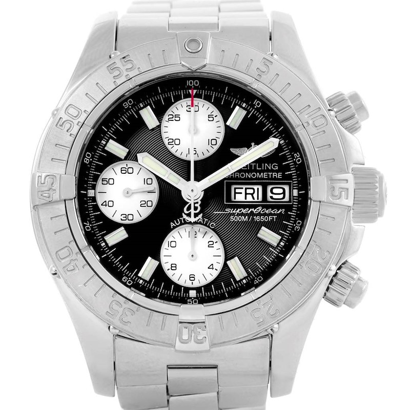 Breitling Aeromarine Superocean Black Dial Mens Watch A13340 Box Papers SwissWatchExpo