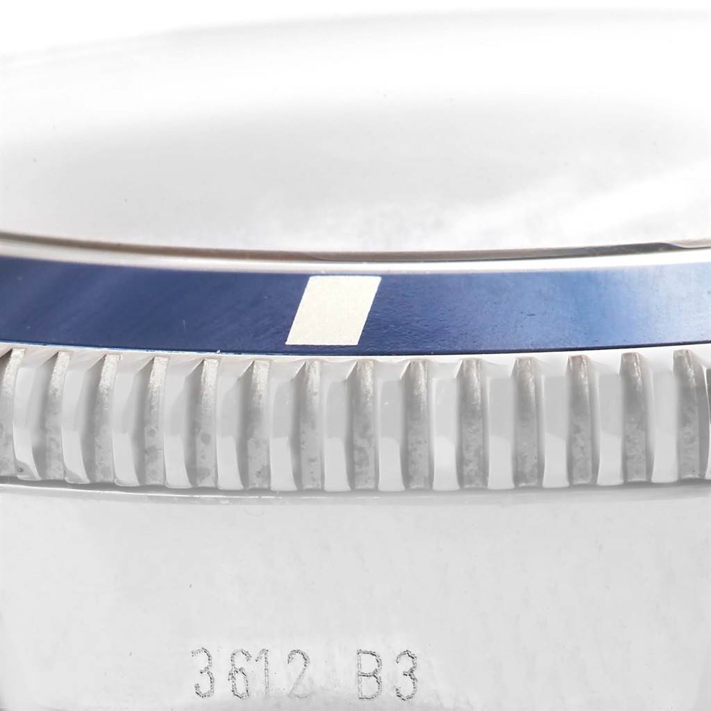 The image shows a close-up of the bezel and case side of the Breitling Superocean A17320 Men's Stainless Steel Blue Dial A17320 Men's Stainless Steel Blue Dial watch.