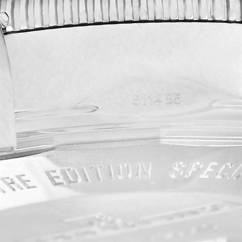 This image shows a close-up of the case back and part of the strap of the Breitling Superocean A23370 Men's Stainless Steel Black Dial A23370 Men's Stainless Steel Black Dial watch.