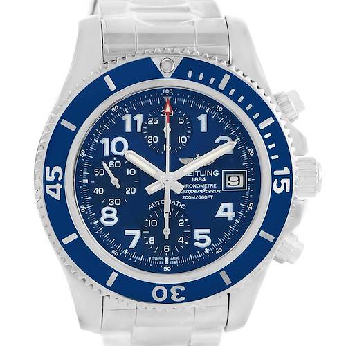 Photo of Breitling Superocean Chronograph 42 Steel Mens Watch A13311 Box Card