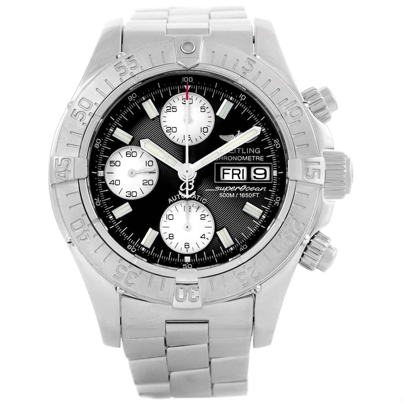 Breitling Aeromarine Superocean Black Dial Steel Mens Watch A13340 SwissWatchExpo