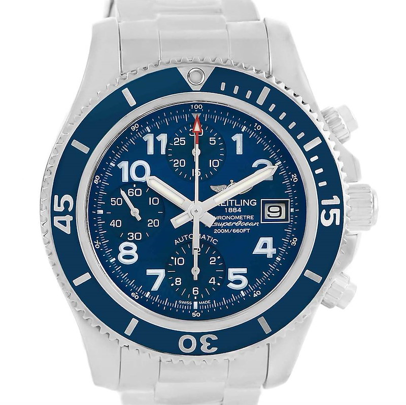 Breitling Superocean Chronograph 42 Steel Blue Dial Mens Watch A13311 SwissWatchExpo
