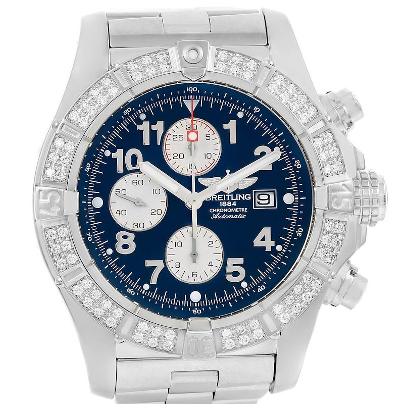 Breitling Aeromarine Super Avenger Diamond Mens Watch A13370 SwissWatchExpo