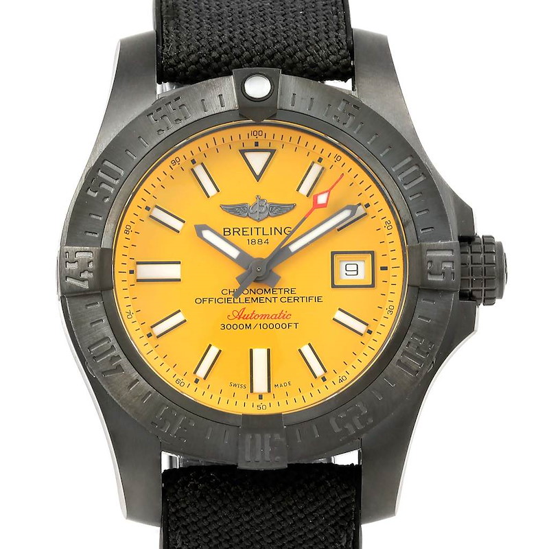 Breitling Avenger II Seawolf Cobra Yellow LE Blacksteel Watch M17331 Unworn SwissWatchExpo