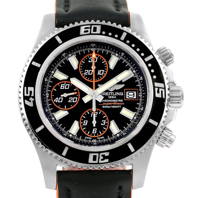 Breitling Aeromarine SuperOcean Black Orange Dial Mens Watch A13341 SwissWatchExpo