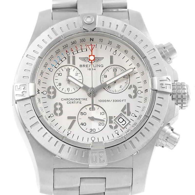 Breitling Avenger Seawolf Silver Dial Mens Watch A73390 Box Papers SwissWatchExpo