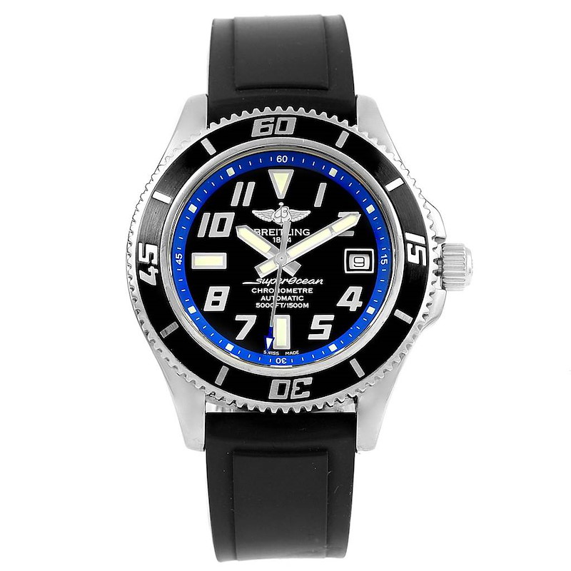 Breitling Superocean Abyss Black Blue Dial Rubber Strap Watch A17364 SwissWatchExpo