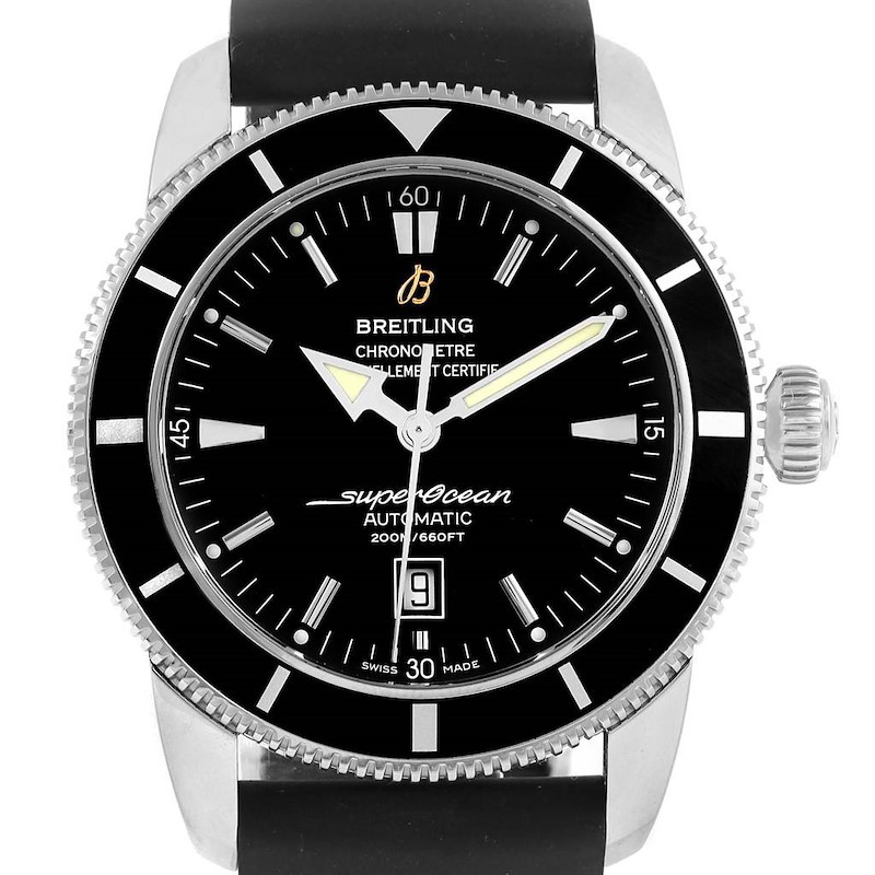 Breitling Superocean Heritage 46 Black Dial Rubber Strap Watch A17320 SwissWatchExpo