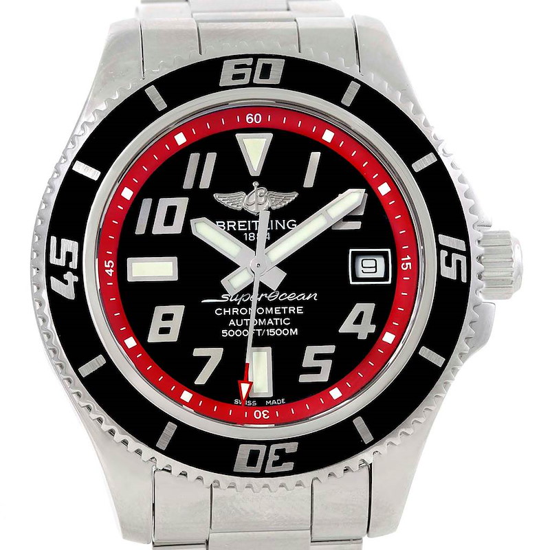 Breitling Superocean 42 Abyss Black Red Automatic Mens Watch A17364 SwissWatchExpo