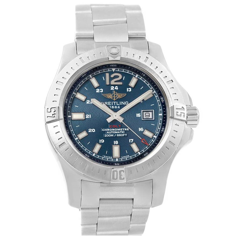 Breitling Colt Blue Baton Dial Automatic Steel Mens Watch A17388 SwissWatchExpo