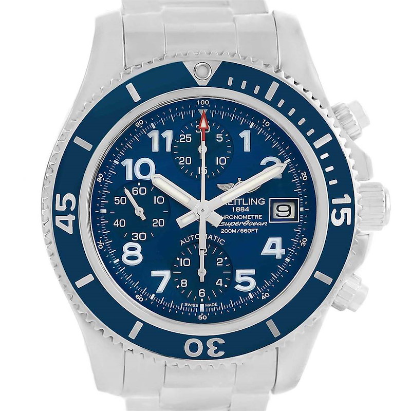 Breitling Superocean Chronograph 42 Steel Blue Dial Mens Watch A13311 SwissWatchExpo