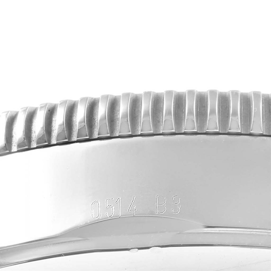 The image shows a close-up of the bezel and side of the Breitling Superocean A13320 Men's Stainless Steel Silver Dial A13320 Men's Stainless Steel Silver Dial watch.