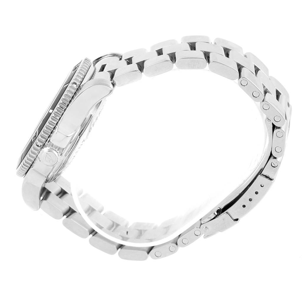 The image shows the side view of the Breitling Superocean A17364 Men's Stainless Steel Black Dial A17364 Men's Stainless Steel Black Dial watch, focusing on the case and metal bracelet.