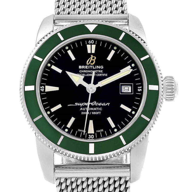 Breitling Superocean Heritage 42 Green Bezel Mens Watch A17321 SwissWatchExpo