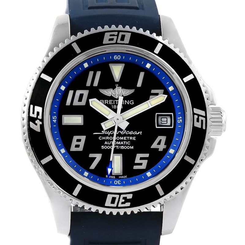 Breitling Superocean 42 Abyss Black Blue Dial Watch A17364 Box Papers SwissWatchExpo