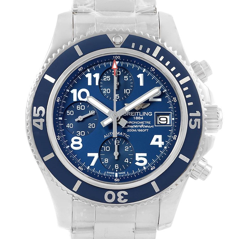 Breitling Superocean Chronograph 42 Blue Dial Mens Watch A13311 Unworn SwissWatchExpo