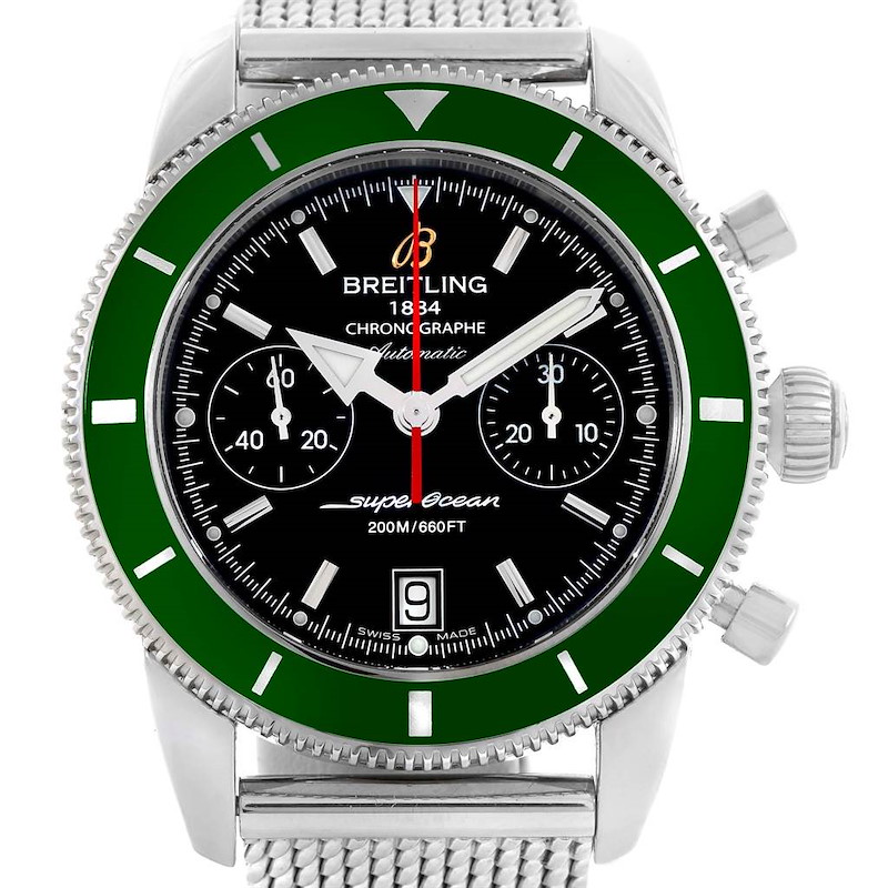 Breitling SuperOcean Heritage 44 Green Bezel Chronograph Watch A23370 SwissWatchExpo