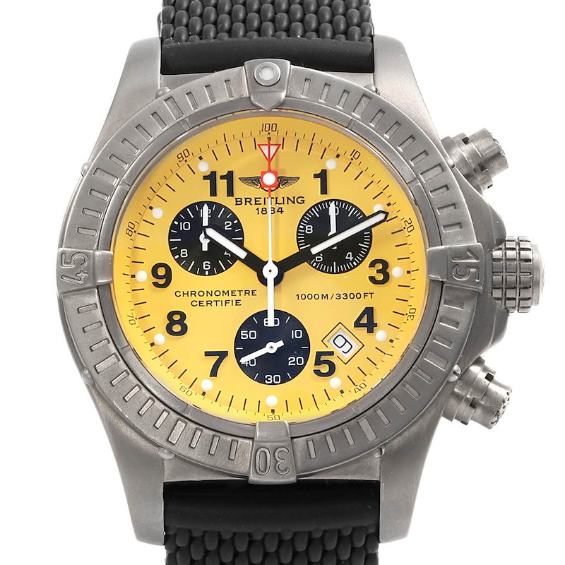 Breitling Aeromarine Chrono Avenger M1 Yellow Dial Titanium Watch E73360 SwissWatchExpo
