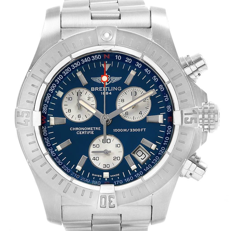 Breitling Avenger Seawolf Blue Dial Steel Mens Watch A73390 Box Papers SwissWatchExpo