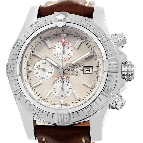 Photo of Breitling Aeromarine Super Avenger Brown Strap Watch A13371 Box Papers