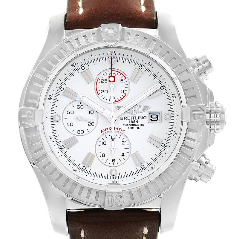 Breitling Aeromarine Super Avenger White Dial Watch A13370 Box Papers SwissWatchExpo